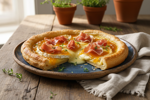 Apricot, Brie & Prosciutto Tart