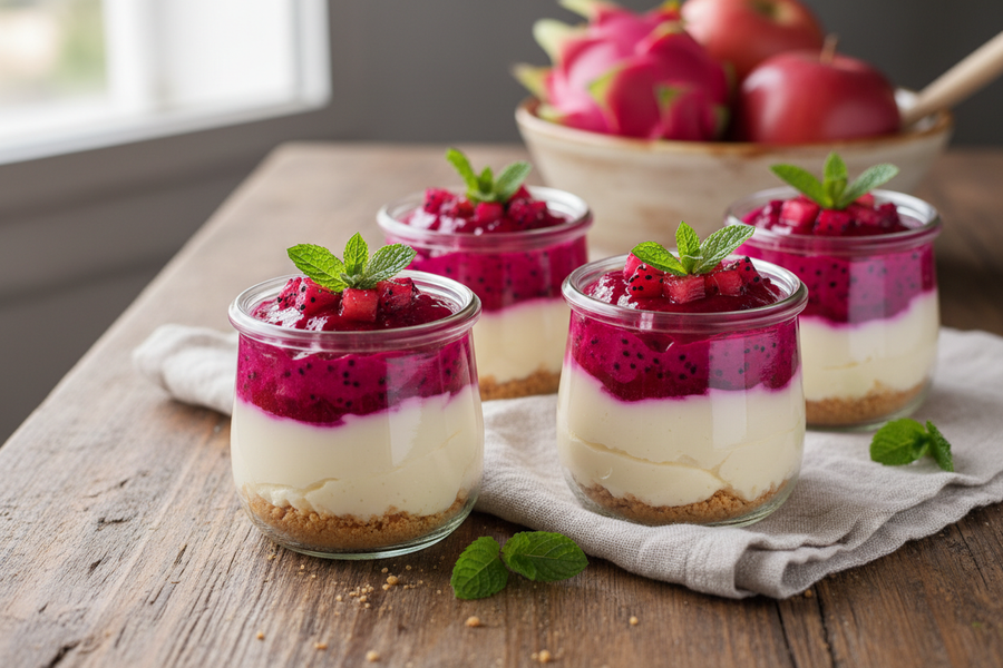 Dragonfruit & Apple Cheesecake Cups