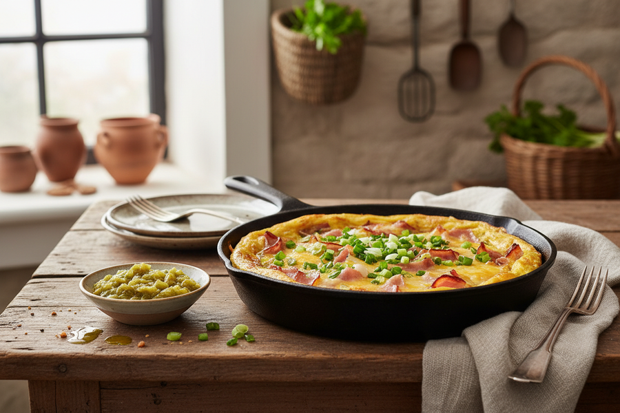 Green Tomato Relish & Ham Frittata
