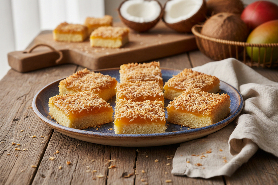 Mango Jam Coconut Slice