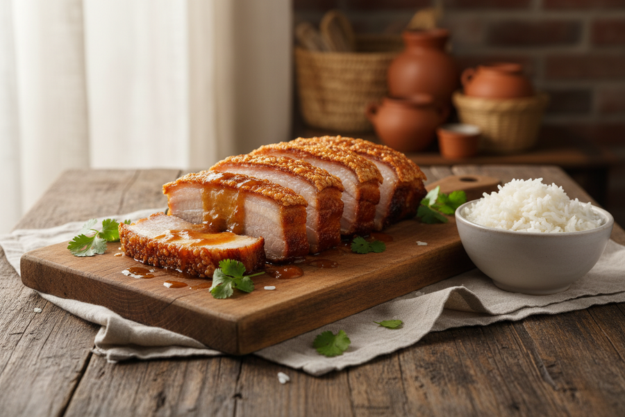 Papaw Chutney Glazed Pork Belly