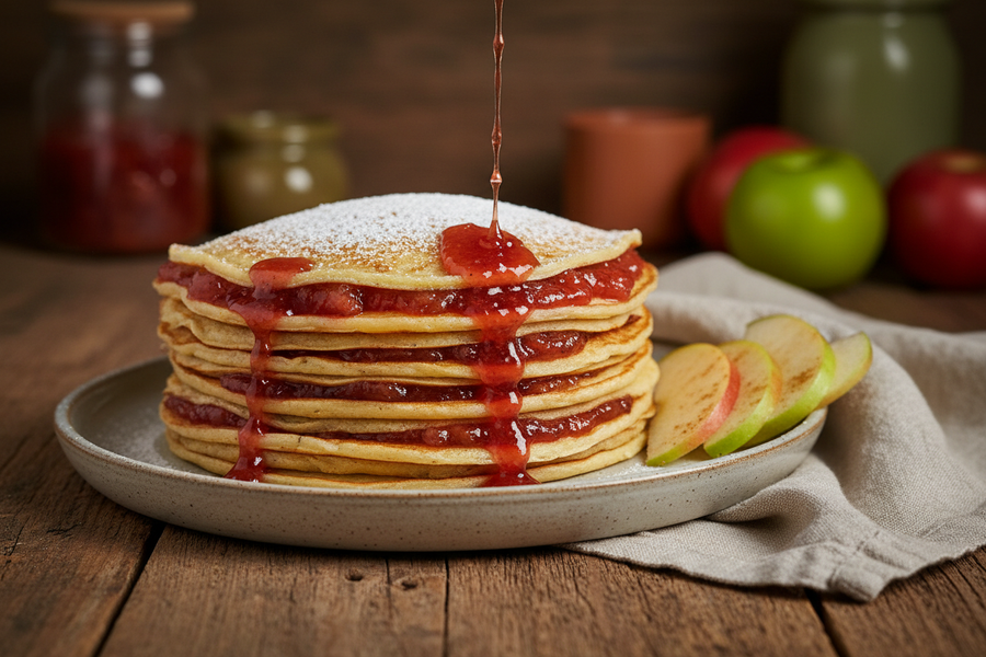 Rhubarb & Apple Jam Crêpes